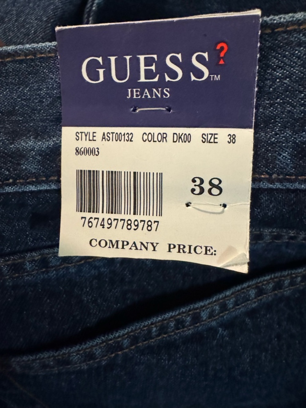 Guess Men's Slim Straight Indigo Denim Jeans AST00132 size 38x32 - Picture 5 of 5